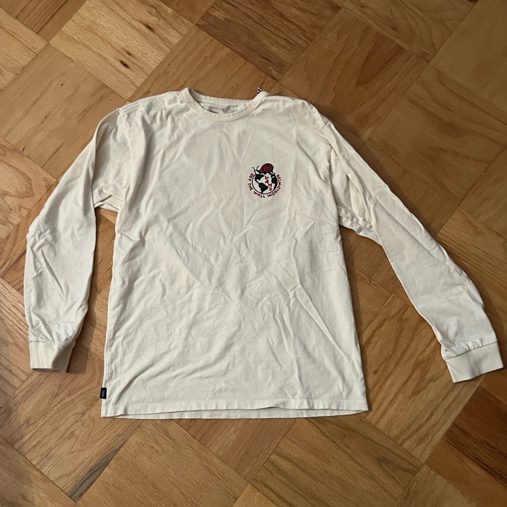 Mens Vans “Off the Wall” Snail Logo Long Sleeved Cream Shirt Medium